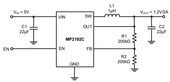 Application Circuit Diagram - Monolithic Power Systems (MPS) MP2192C Synchronous Step-Down Converters